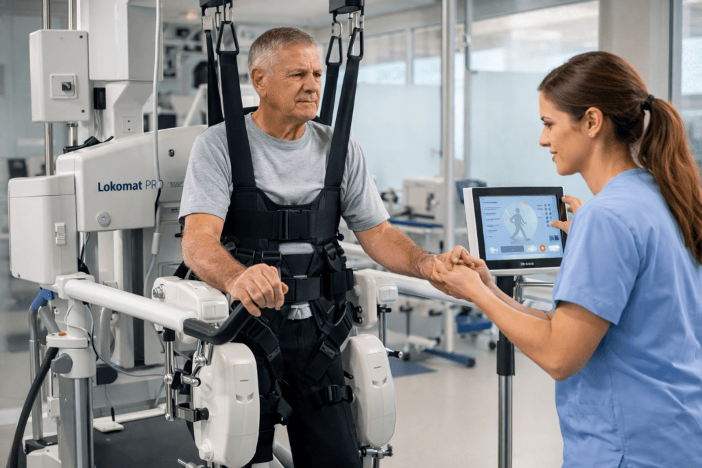 Najlepšie výsledky prináša kombinácia fyzioterapie, neurorehabilitácie a roboticky asistovaného tréningu.
